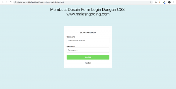 Membuat Desain Form Login Dengan Css Malas Ngoding 0204