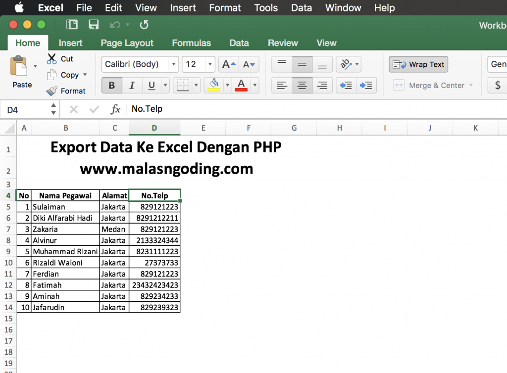 Export Data Ke Excel Dari Database Dengan Php Dan Mysqli Malas Ngoding 2284