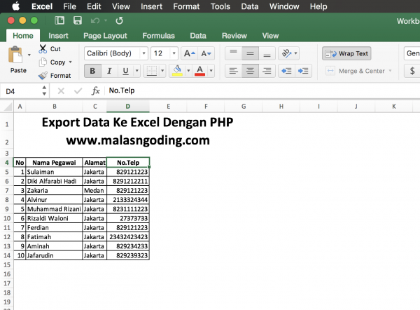 Export Data Ke Excel Dari Database Dengan Php Dan Mysqli Malas Ngoding 4149